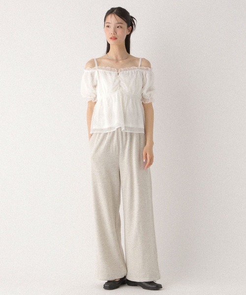 Heather(ヘザー)の「シアーチェックオフショルブラウス 499171(シャツ/ブラウス・レディース・ピンク/オフホワイト/グレー・FREE)」の7枚目の写真