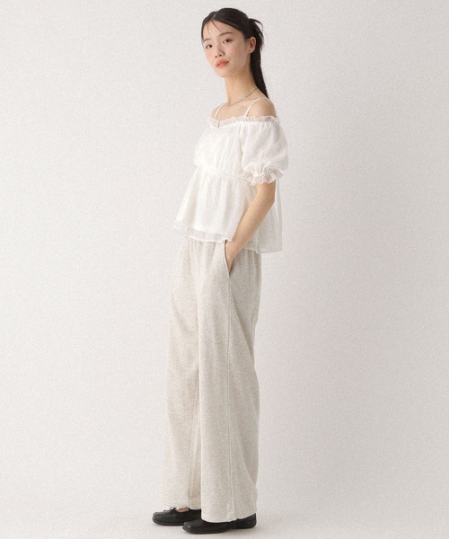 Heather(ヘザー)の「シアーチェックオフショルブラウス 499171(シャツ/ブラウス・レディース・ピンク/オフホワイト/グレー・FREE)」の6枚目の写真