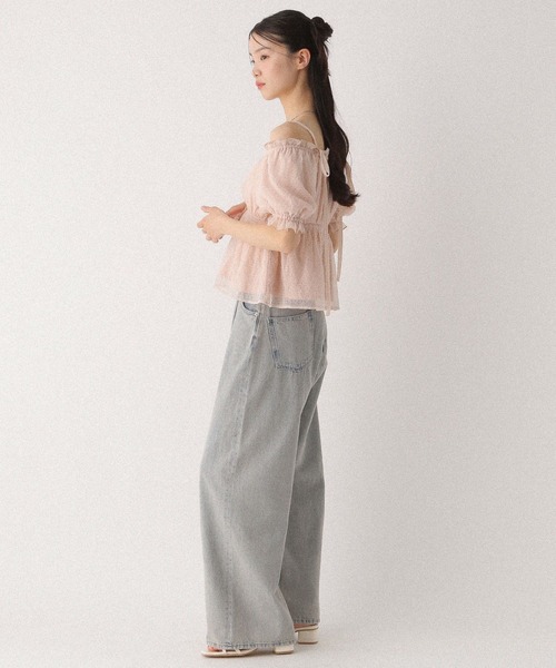 Heather(ヘザー)の「シアーチェックオフショルブラウス 499171(シャツ/ブラウス・レディース・ピンク/オフホワイト/グレー・FREE)」の21枚目の写真