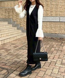 美品　テンシャル　ワンピース　ダンボール　ロング　L　黒　ウエスト調整　5834 WEB限定】ダンボール ワンピース(ワンピース)｜TO BE CHIC