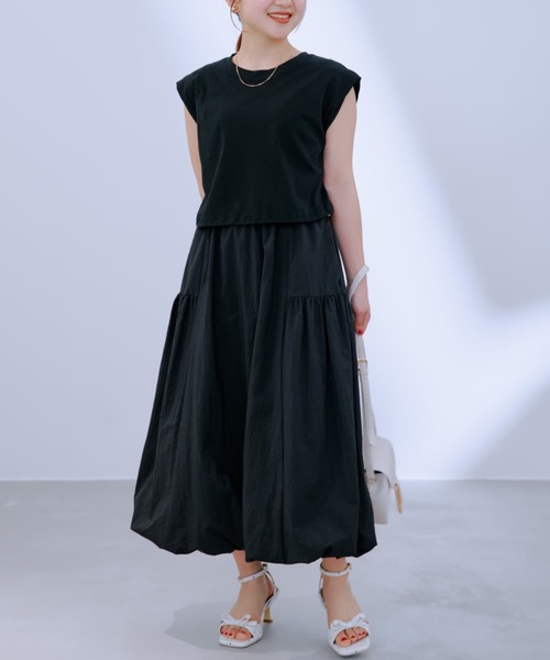 COHINA（コヒナ）の「ドロストドッキングバルーンワンピース 【低身長・小柄女性】（ワンピース・レディース・グリーン/グレー/ブラック・SHORT/REGULAR）」の2枚目の写真