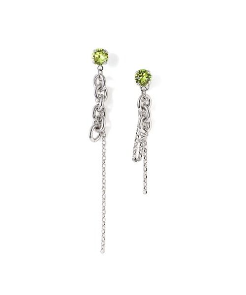 フランス発 ☆Justine Clenquet☆ Lucy アシメトリ ピアス: Acid セール】JUSTINE CLENQUET LUCY ACID GREEN EARRINGS