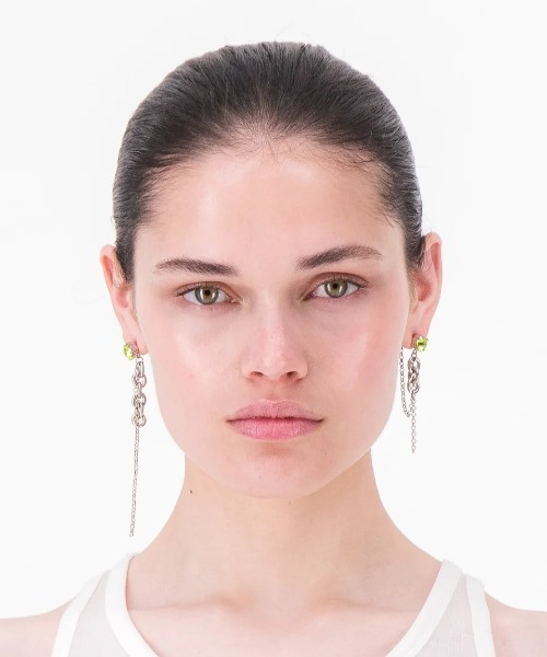 フランス発 ☆Justine Clenquet☆ Lucy アシメトリ ピアス: Acid セール】JUSTINE CLENQUET LUCY ACID GREEN EARRINGS