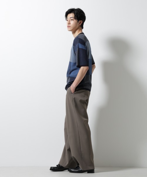 NANO universe(ナノユニバース)の「ブロックチェックニットTシャツ 半袖(Tシャツ/カットソー・メンズ・ブルー/ブラック/ライトグレー・S/L/M)」の22枚目の写真