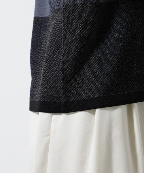 NANO universe(ナノユニバース)の「ブロックチェックニットTシャツ 半袖(Tシャツ/カットソー・メンズ・ブルー/ブラック/ライトグレー・S/L/M)」の7枚目の写真