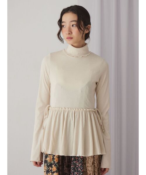 merry jenny（メリージェニー）の「ギャザーペプラムカットtops（ニット/セーター・レディース・アイボリー/モカ/ブラック・FREE）」の6枚目の写真