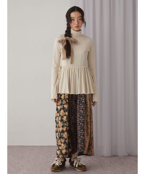 merry jenny（メリージェニー）の「ギャザーペプラムカットtops（ニット/セーター・レディース・アイボリー/モカ/ブラック・FREE）」の10枚目の写真