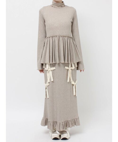 merry jenny(メリージェニー)の「ギャザーペプラムカットtops(ニット/セーター・レディース・アイボリー/モカ/ブラック・FREE)」の12枚目の写真