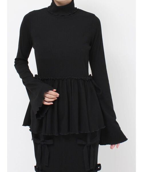 merry jenny(メリージェニー)の「ギャザーペプラムカットtops(ニット/セーター・レディース・アイボリー/モカ/ブラック・FREE)」の3枚目の写真