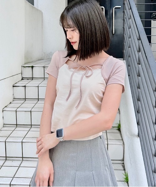 ローヘン　バイカラーレイヤードTシャツ バイカラーレイヤードTシャツ | レディースファッション通販