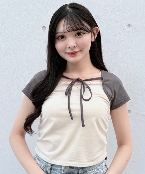 バイカラーレイヤードTシャツ（Tシャツ/カットソー）｜NOMAE