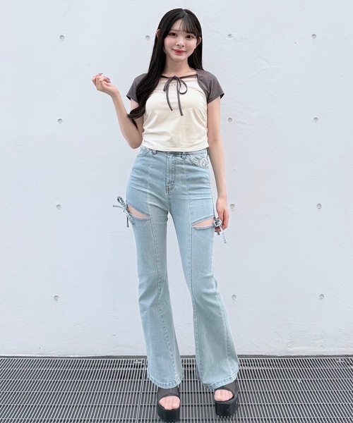 バイカラーレイヤードTシャツ（Tシャツ/カットソー）｜NOMAE