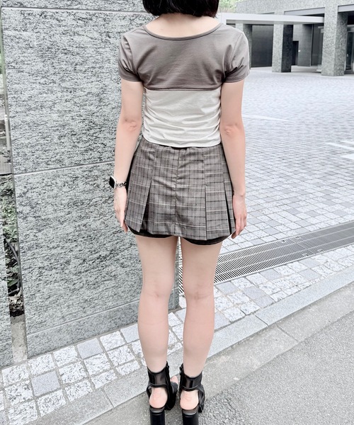 NOMAE(ノーマエ)の「バイカラーレイヤードTシャツ(Tシャツ/カットソー・レディース・アイボリー/グレー/ピンク/グリーン・FREE)」の22枚目の写真