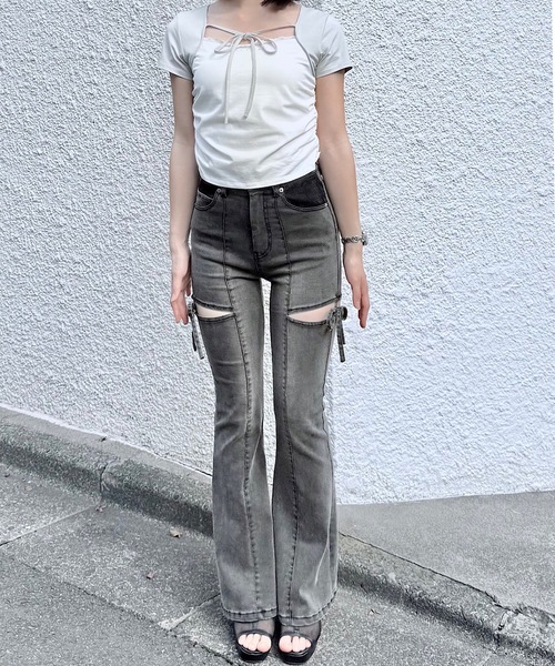 バイカラーレイヤードTシャツ（Tシャツ/カットソー）｜NOMAE