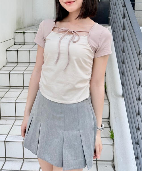 ローヘン　バイカラーレイヤードTシャツ LOHEN ローヘンバイカラーレイヤードTシャツ ホワイト