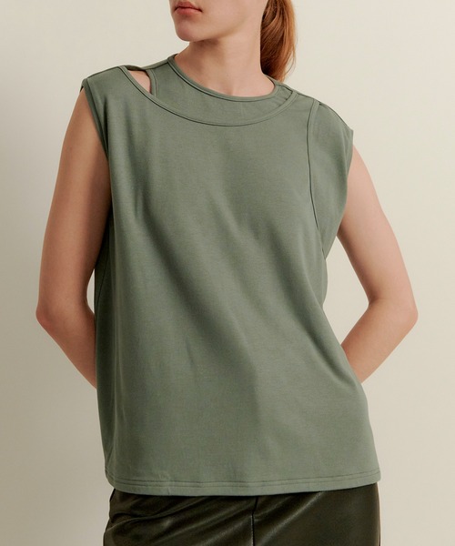 kiehtova（キエトヴァ）の「【kiehtova】LAYERED TANK TOPS/レイヤード タンクトップス KTWR38（タンクトップ・レディース・ホワイト/グリーン/ブラウン・FREE）」の3枚目の写真