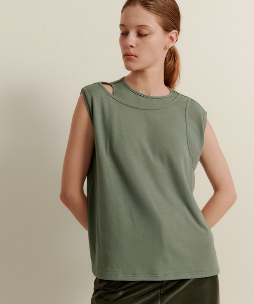 kiehtova（キエトヴァ）の「【kiehtova】LAYERED TANK TOPS/レイヤード タンクトップス KTWR38（タンクトップ・レディース・ホワイト/グリーン/ブラウン・FREE）」の18枚目の写真