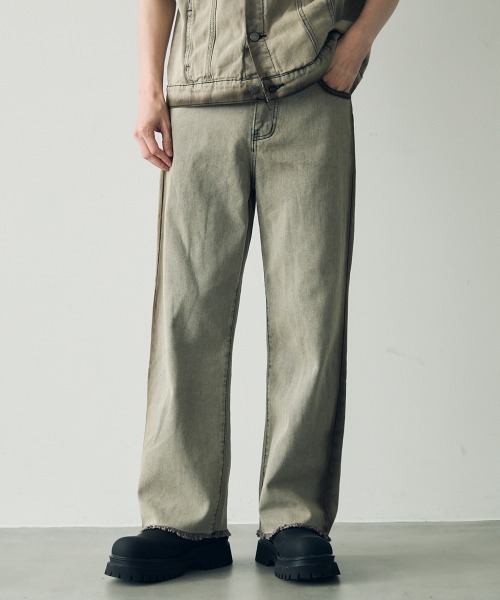 Shoowtime（ショウタイム）の「Vintage brown wash short sleeve denim set up / ビンテージブラウンウォッシュ半袖デニムセットアップ（セットアップ・メンズ・グレー・MEDIUM/LARGE/X-LARGE）」の13枚目の写真