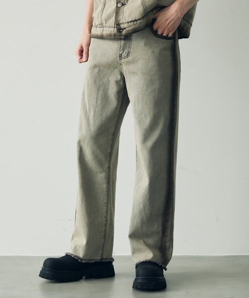 Shoowtime（ショウタイム）の「Vintage brown wash short sleeve denim set up / ビンテージブラウンウォッシュ半袖デニムセットアップ（セットアップ・メンズ・グレー・MEDIUM/LARGE/X-LARGE）」の11枚目の写真