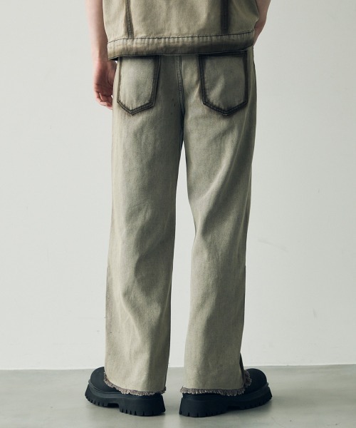 Shoowtime（ショウタイム）の「Vintage brown wash short sleeve denim set up / ビンテージブラウンウォッシュ半袖デニムセットアップ（セットアップ・メンズ・グレー・MEDIUM/LARGE/X-LARGE）」の9枚目の写真