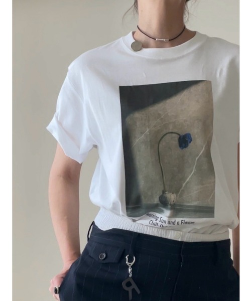 Lynn.(リン)の「Morning sun & A FLOWER TEE(Tシャツ/カットソー・レディース・ホワイト・S/M)」の1枚目の写真