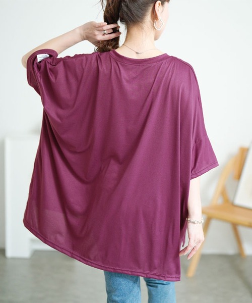 GOLDJAPAN(ゴールドジャパン)の「袖ワッペンVネックオーバーサイズTシャツ【大きいサイズ対応】(Tシャツ/カットソー・レディース・ブルー/ブラック/パープル・FREE)」の14枚目の写真