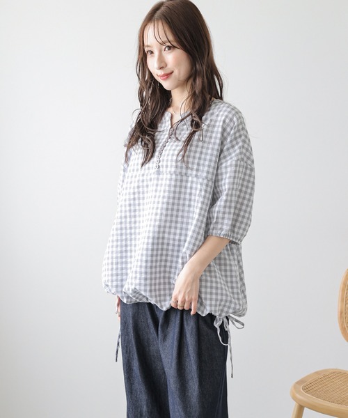 【限定セール！】 セール】ギンガムチェックプルオーバー（Tシャツ/カットソー トップス