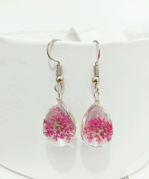 rooou✩プロフ参考さま専用♡大人フラワー♡ ピアス イヤリング No.437 オーロラフラワー×華奢ワイヤー 大ぶりピアス イヤリング