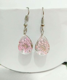YU-KA:フラワードロップフックピアス flower drop hook pierce