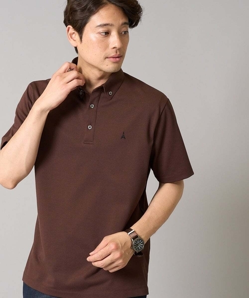 a.v.v（アーヴェヴェ）の「【接触冷感】ボタンダウン カノコポロシャツ ワンポイント刺繍入り【イージーケア/毛玉になりにくい】（ポロシャツ・メンズ・ブルー/ネイビー/ブラウン・50/48/46/44/52）」の4枚目の写真