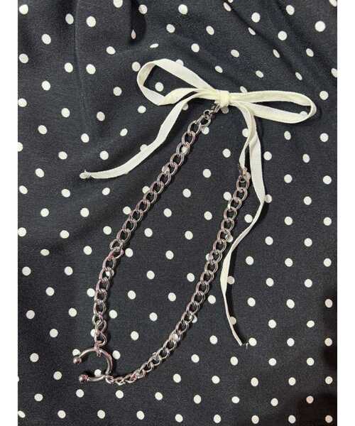 jouetie（ジュエティ）の「ピアスモチーフリボンチョーカー（チョーカー・レディース・ブラック/オフホワイト・FREE）」の2枚目の写真