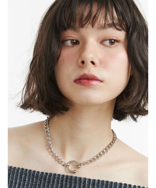 jouetie（ジュエティ）の「ピアスモチーフリボンチョーカー（チョーカー・レディース・ブラック/オフホワイト・FREE）」の3枚目の写真