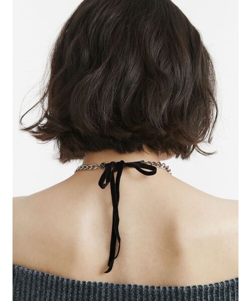 jouetie（ジュエティ）の「ピアスモチーフリボンチョーカー（チョーカー・レディース・ブラック/オフホワイト・FREE）」の4枚目の写真