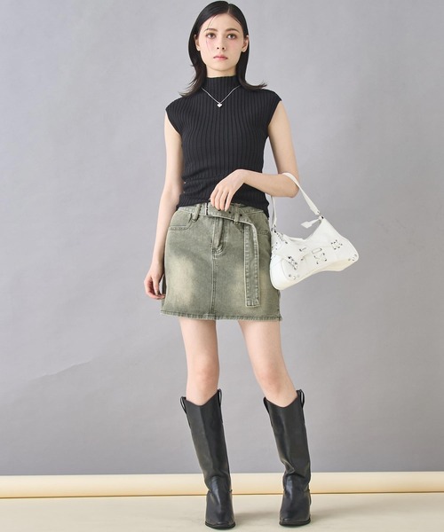 ANAP(アナップ)の「フレンチスリーブ リブ ニット(ニット/セーター・レディース・オフホワイト/オレンジ/イエロー/ブラック・FREE)」の8枚目の写真