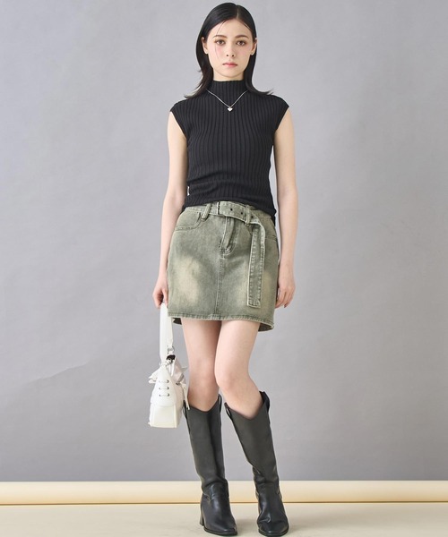 ANAP(アナップ)の「フレンチスリーブ リブ ニット(ニット/セーター・レディース・オフホワイト/オレンジ/イエロー/ブラック・FREE)」の9枚目の写真