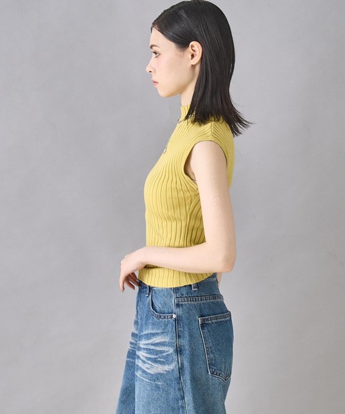 ANAP(アナップ)の「フレンチスリーブ リブ ニット(ニット/セーター・レディース・オフホワイト/オレンジ/イエロー/ブラック・FREE)」の11枚目の写真