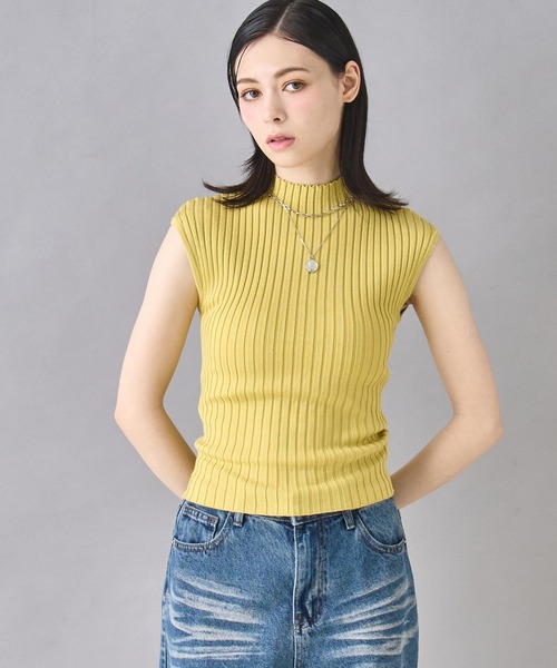 ANAP(アナップ)の「フレンチスリーブ リブ ニット(ニット/セーター・レディース・オフホワイト/オレンジ/イエロー/ブラック・FREE)」の12枚目の写真