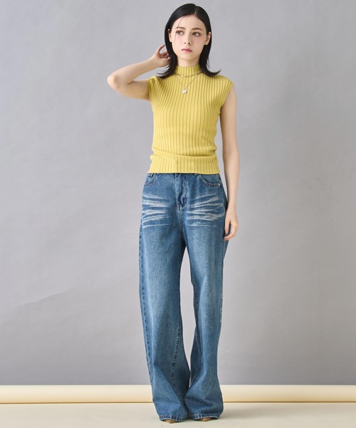 ANAP(アナップ)の「フレンチスリーブ リブ ニット(ニット/セーター・レディース・オフホワイト/オレンジ/イエロー/ブラック・FREE)」の16枚目の写真