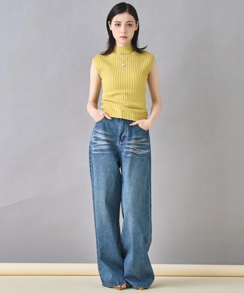 ANAP(アナップ)の「フレンチスリーブ リブ ニット(ニット/セーター・レディース・オフホワイト/オレンジ/イエロー/ブラック・FREE)」の17枚目の写真