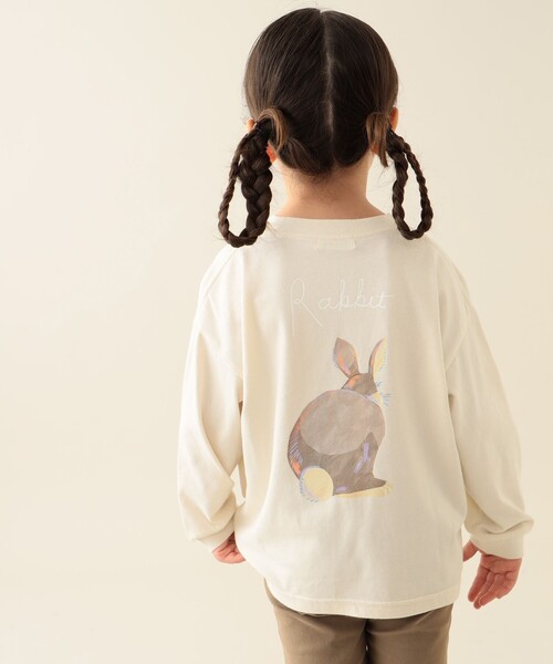 BEAMS mini（ビームスミニ）の「アニマル HIP ロングスリーブ Tシャツ 2025FW（90～140cm）（Tシャツ/カットソー・キッズ・オレンジ系その他6/チャコールグレー/ホワイト系その他5・100/110/120/130/140/90）」の6枚目の写真