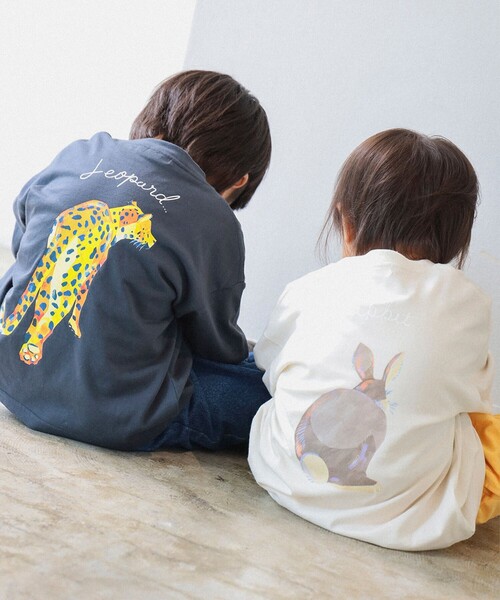 BEAMS mini（ビームスミニ）の「アニマル HIP ロングスリーブ Tシャツ 2025FW（90～140cm）（Tシャツ/カットソー・キッズ・オレンジ系その他6/チャコールグレー/ホワイト系その他5・100/110/120/130/140/90）」の13枚目の写真