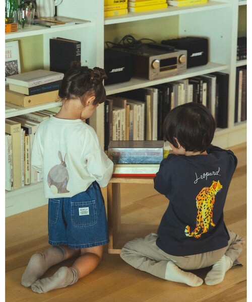 BEAMS mini（ビームスミニ）の「アニマル HIP ロングスリーブ Tシャツ 2025FW（90～140cm）（Tシャツ/カットソー・キッズ・オレンジ系その他6/チャコールグレー/ホワイト系その他5・100/110/120/130/140/90）」の5枚目の写真