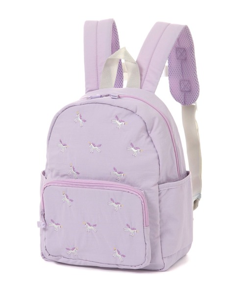 BAYFLOW（ベイフロー）の「[急な雨でも安心!撥水機能付き]アソート刺繍リュック(KIDS)（バックパック/リュック・キッズ・ラベンダー/グレー/ピンク/ネイビー・MEDIUM/LARGE）」の4枚目の写真
