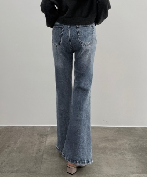 CENEA(セネア)の「ストレッチスリットフレアデニム(デニムパンツ・レディース・ブラック/ライトブルー・SMALL/LARGE/MEDIUM)」の6枚目の写真