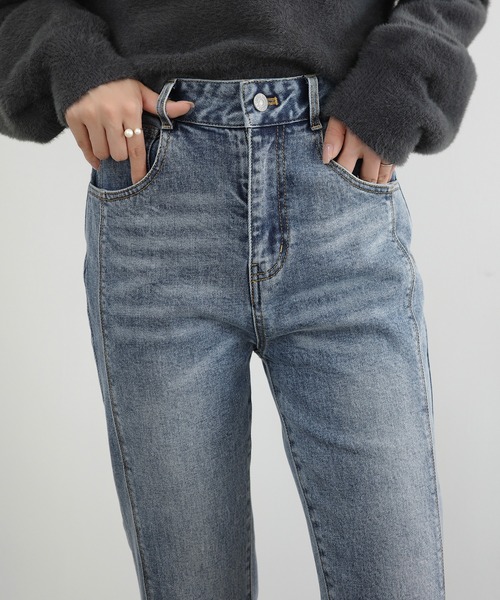 CENEA(セネア)の「ストレッチスリットフレアデニム(デニムパンツ・レディース・ブラック/ライトブルー・SMALL/LARGE/MEDIUM)」の7枚目の写真