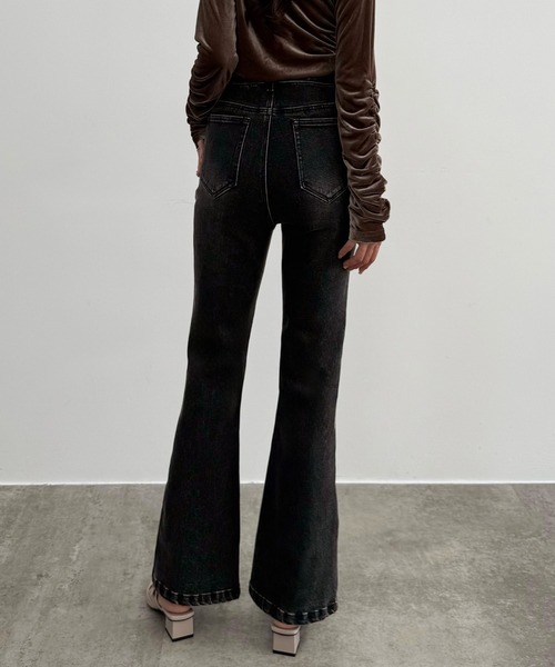 CENEA(セネア)の「ストレッチスリットフレアデニム(デニムパンツ・レディース・ブラック/ライトブルー・SMALL/LARGE/MEDIUM)」の11枚目の写真
