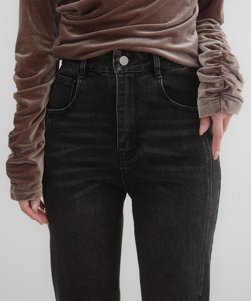 CENEA(セネア)の「ストレッチスリットフレアデニム(デニムパンツ・レディース・ブラック/ライトブルー・SMALL/LARGE/MEDIUM)」の12枚目の写真