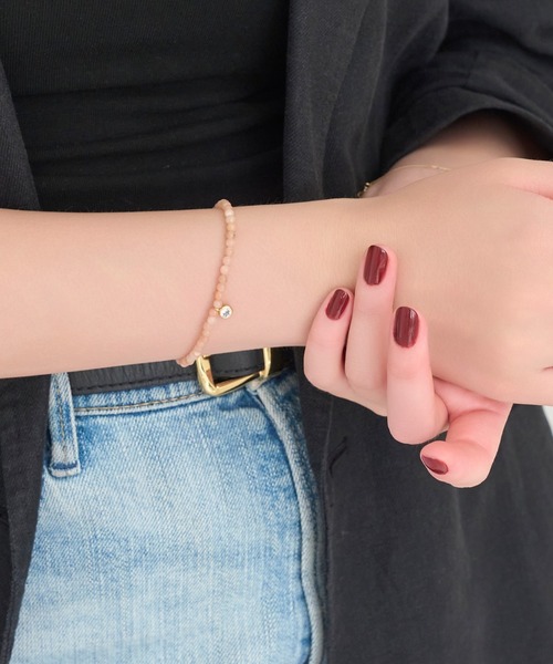 Phoebe（フィービィー）の「ウィスパーストーンブレスレット/天然石（ブレスレット・レディース・ピンク/グレー・FREE）」の3枚目の写真