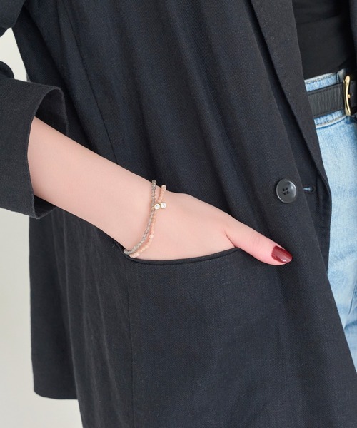 Phoebe（フィービィー）の「ウィスパーストーンブレスレット/天然石（ブレスレット・レディース・ピンク/グレー・FREE）」の4枚目の写真