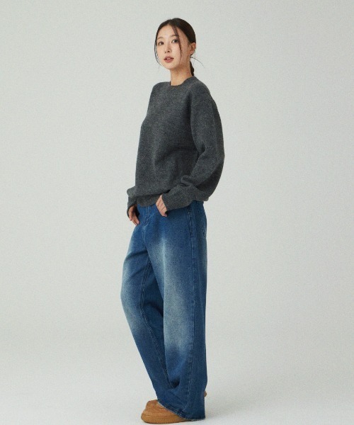 Vini（ヴィニ）の「【Vini】ワイドウォッシュデニムパンツ（デニムパンツ・レディース・グレー/ブルー系その他/インディゴブルー・L/M/XL）」の14枚目の写真